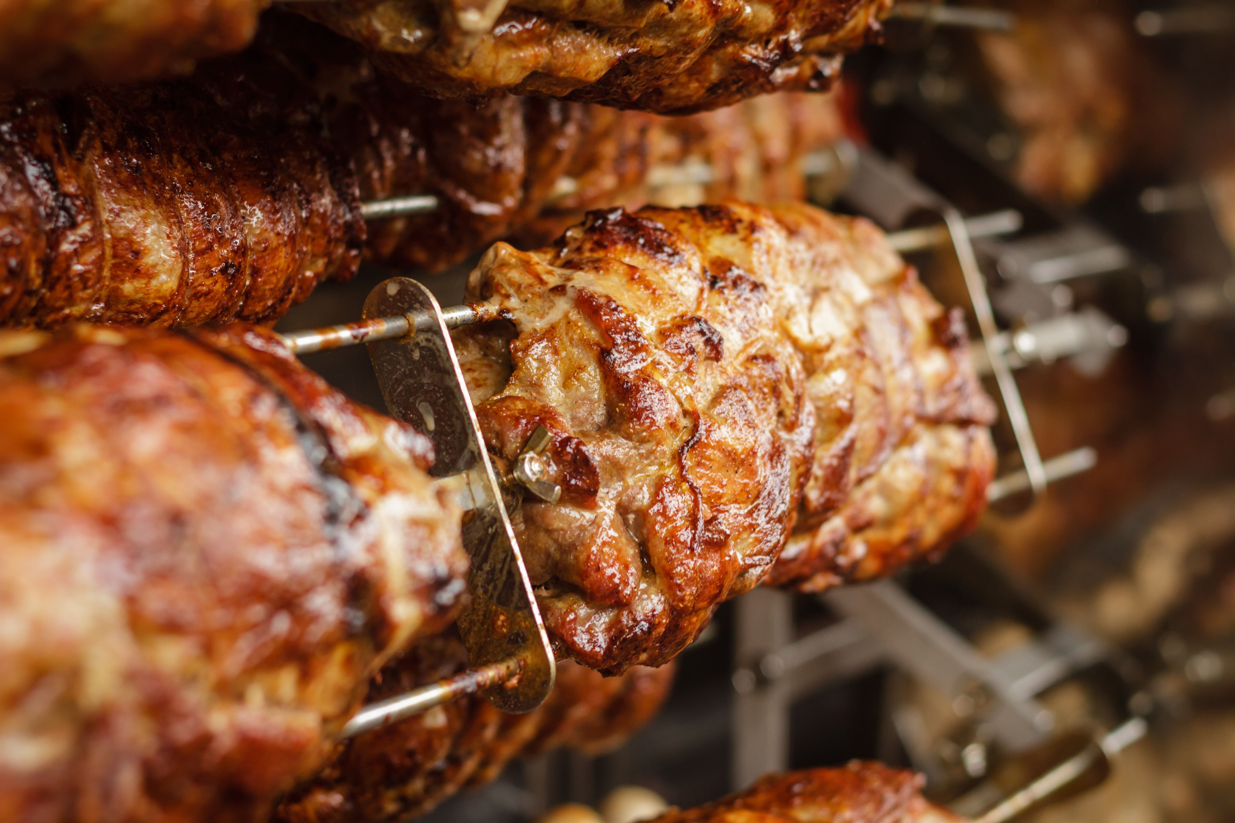 Close-up van rotisserie kip